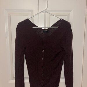 Massimo Dutti V-Neck Wool Button Cardigan